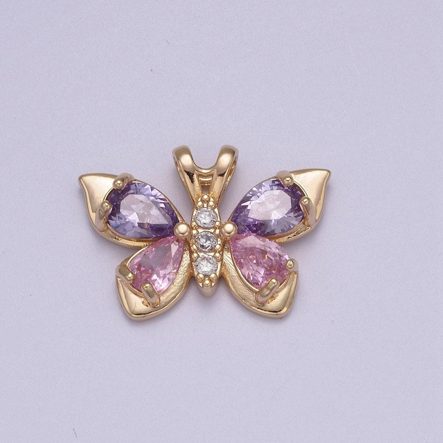 Dainty purple pink cz butterfly pendant | diy charm necklace bracelet earring | supply n-582