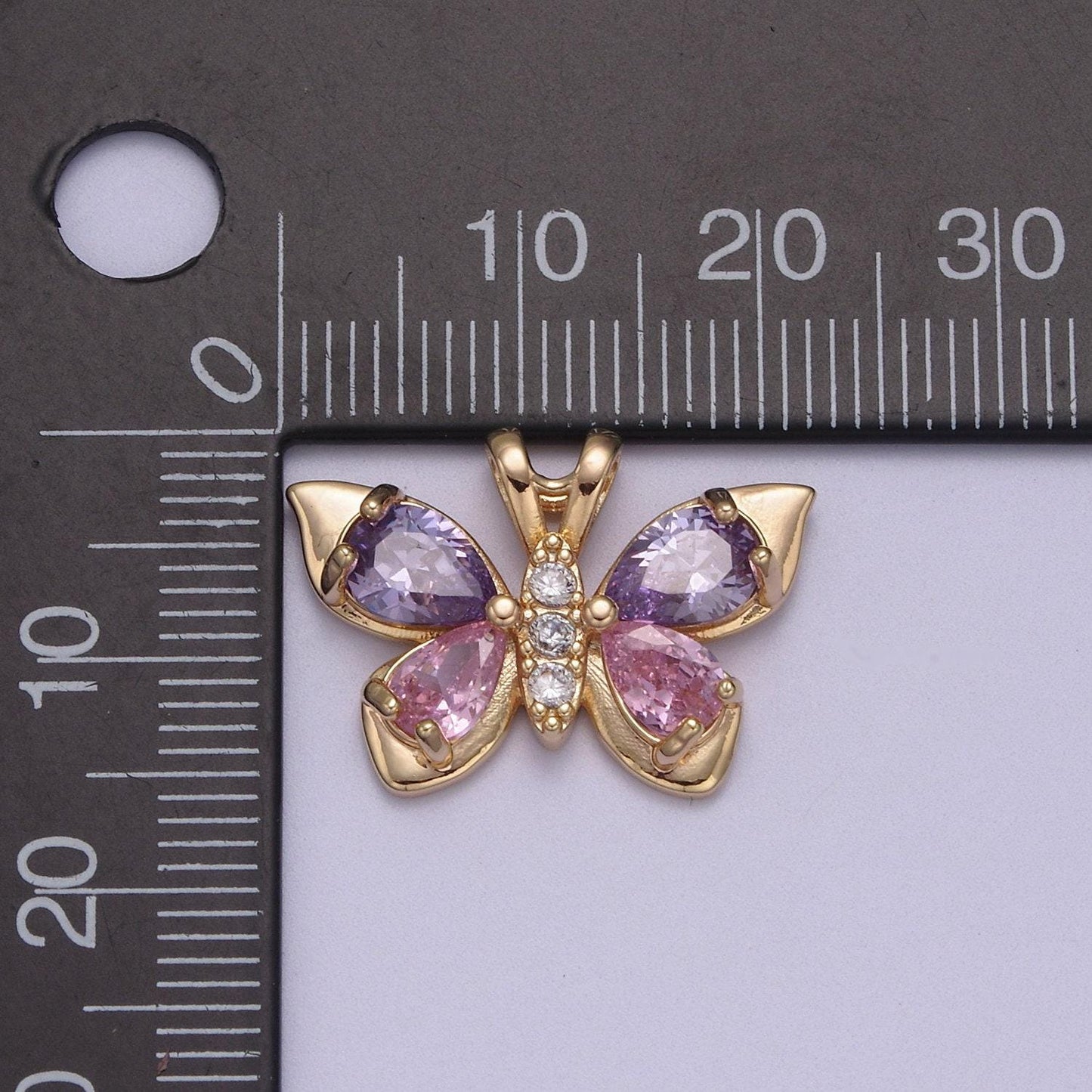 Dainty purple pink cz butterfly pendant | diy charm necklace bracelet earring | supply n-582