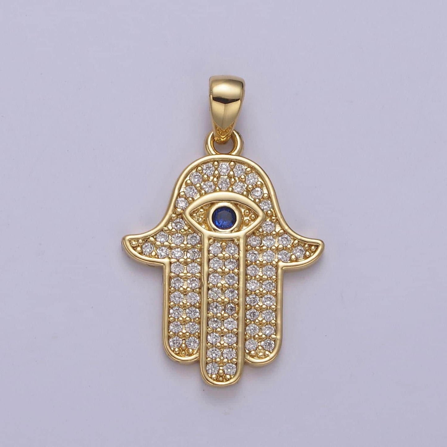 Dainty gold filled hamsa hand pendant, micro cz pave | diy fashion jewelry charm for necklace bracelet earring | n-545