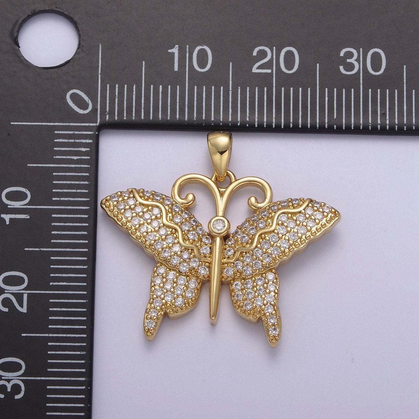 Dainty butterfly pendant micro cz pave wings monarch amulet | diy fashion jewelry charm add on necklace bracelet earring | n-546