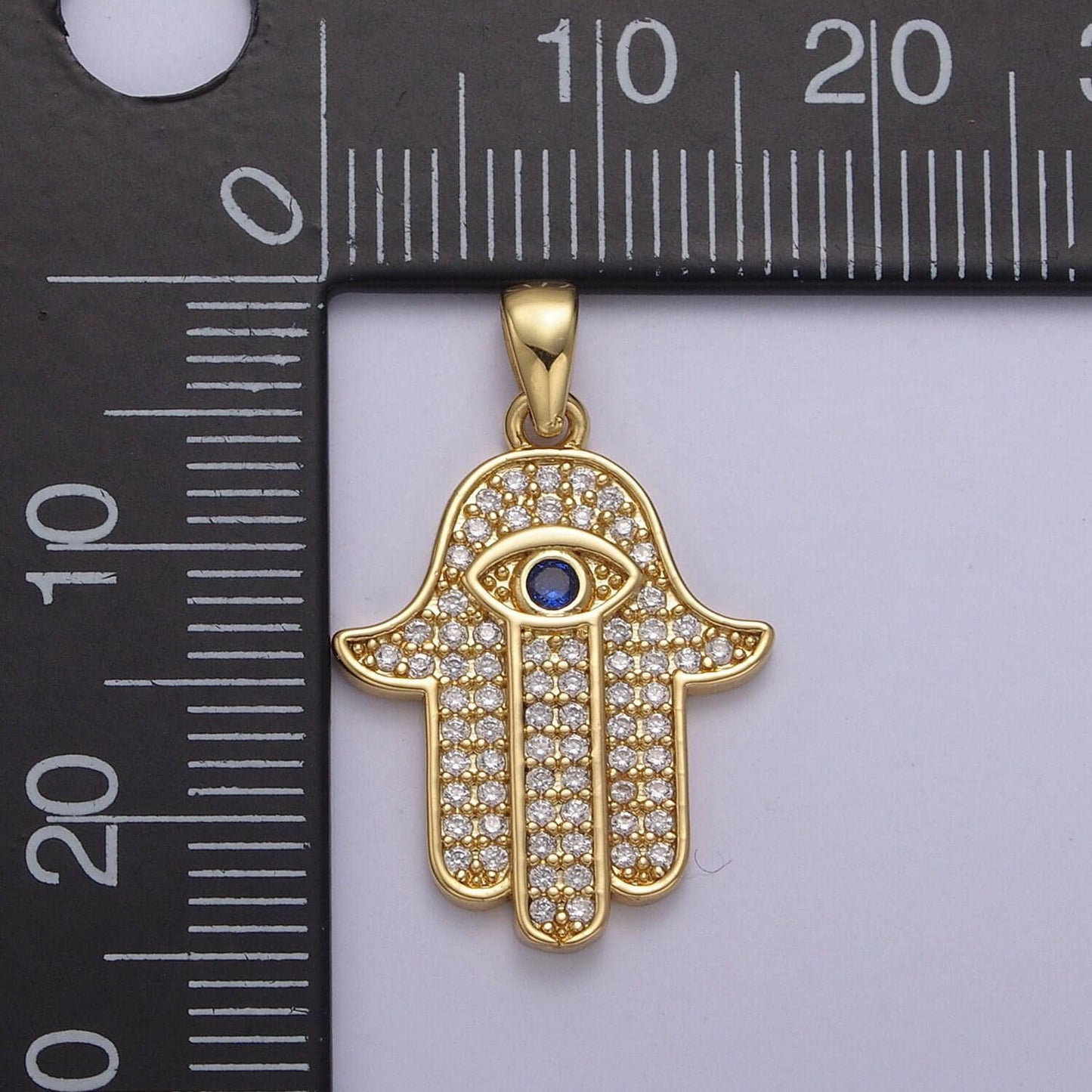 Dainty gold filled hamsa hand pendant, micro cz pave | diy fashion jewelry charm for necklace bracelet earring | n-545