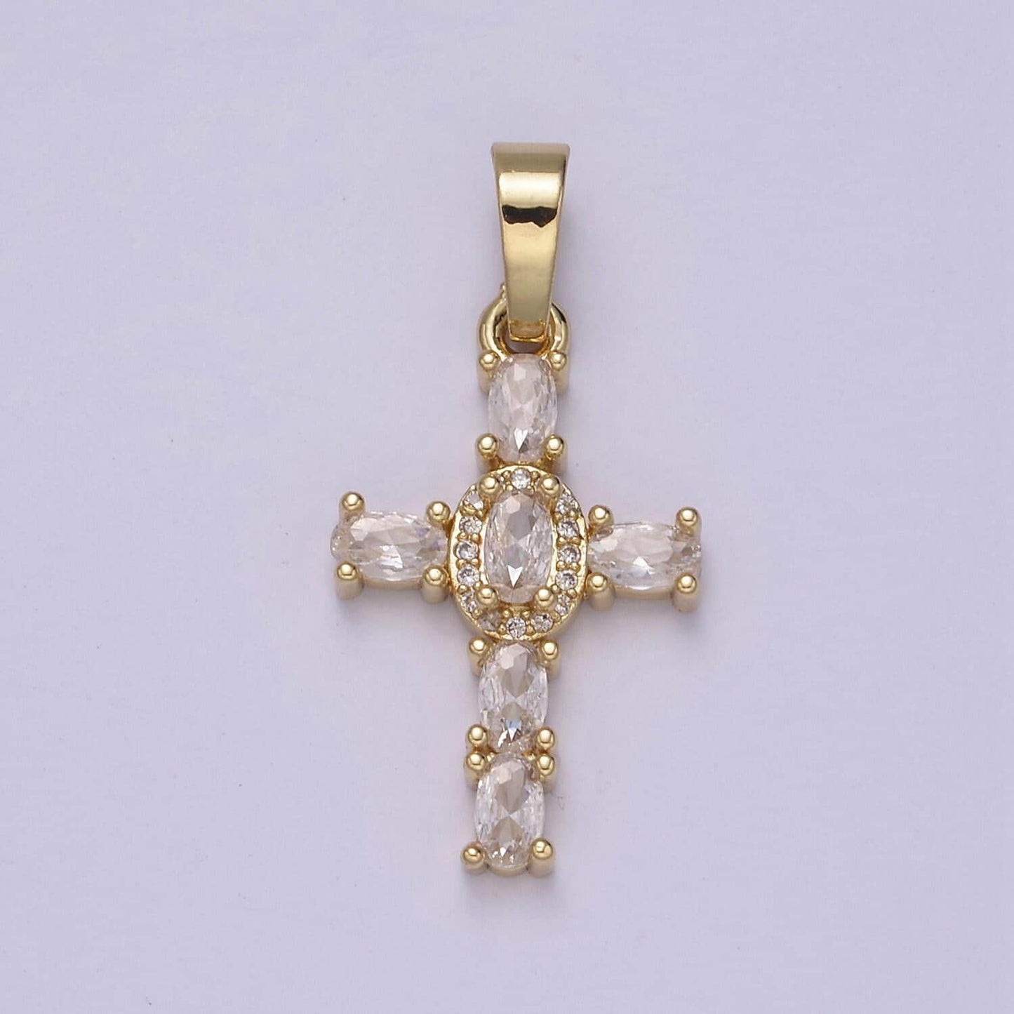 Dainty cz paved cross pendant 24k gold filled | 6 color variants | religious diy charm supply for bracelet necklace earring | i-031 n-537