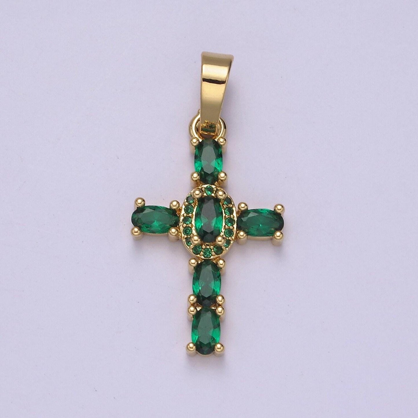 Dainty cz paved cross pendant 24k gold filled | 6 color variants | religious diy charm supply for bracelet necklace earring | i-031 n-537