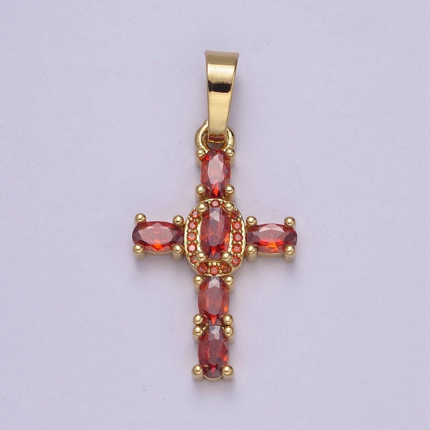Dainty cz paved cross pendant 24k gold filled | 6 color variants | religious diy charm supply for bracelet necklace earring | i-031 n-537