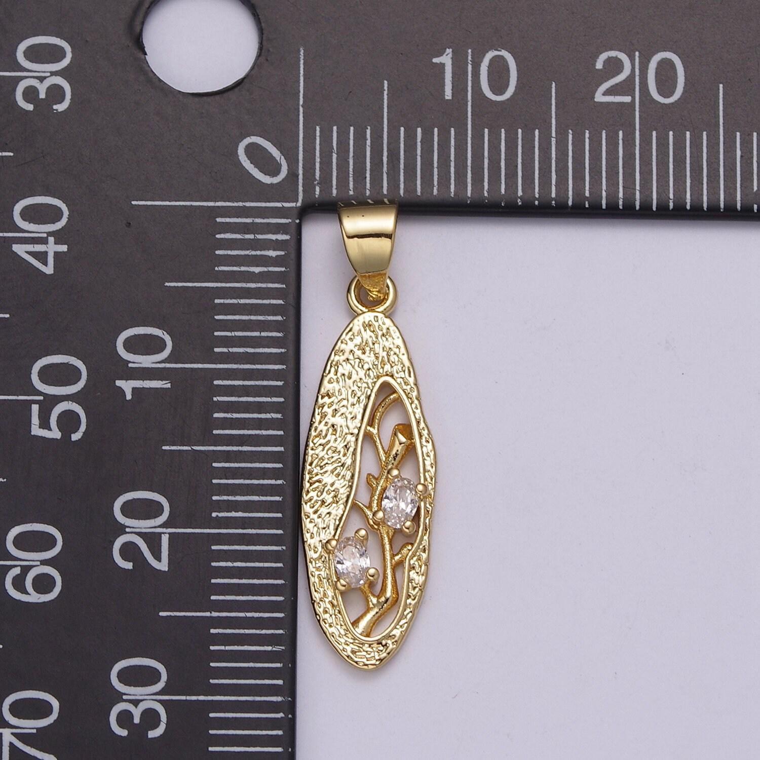 Dainty woods branche tree charm rustic oval pendant for necklace supply