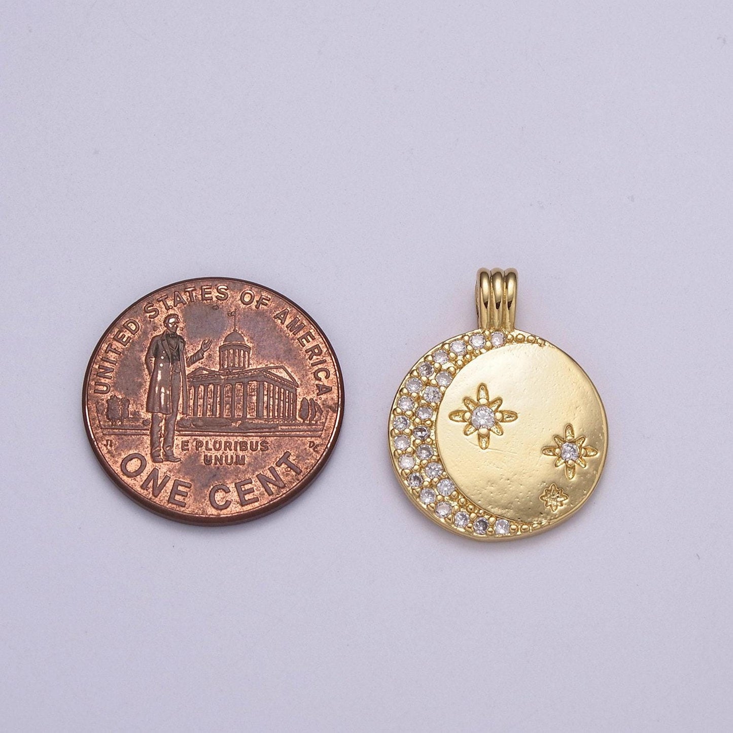 Micro pave cz planet of the universe pendant gold charm, star moon orbit galaxy, world celestial crescent moon diy jewelry necklace, n-522