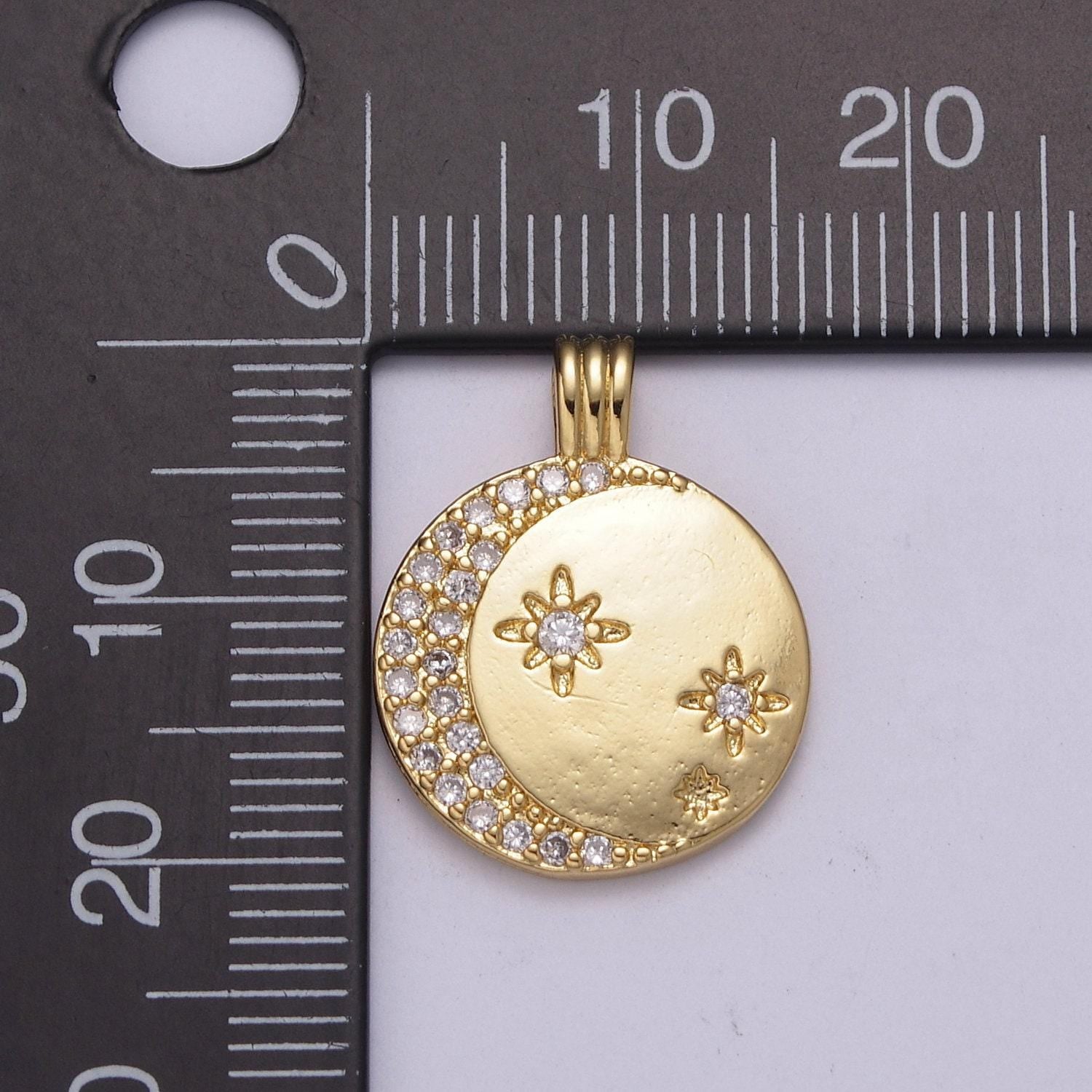 Micro pave cz planet of the universe pendant gold charm, star moon orbit galaxy, world celestial crescent moon diy jewelry necklace, n-522