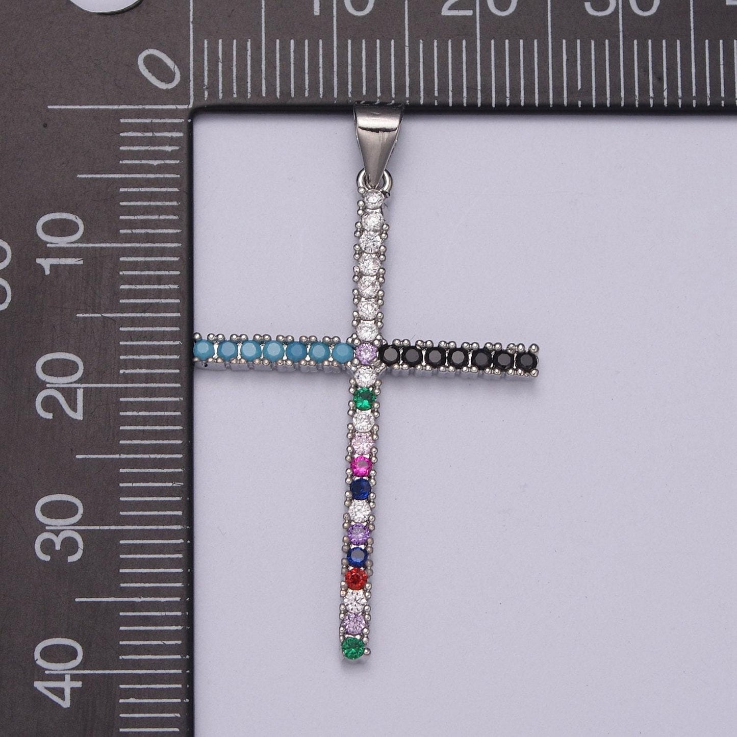 Gold minimalist cross multi color micro pave cubic zirconia necklace pendant bracelet earring component for religious jewelry n-515 ~n-516