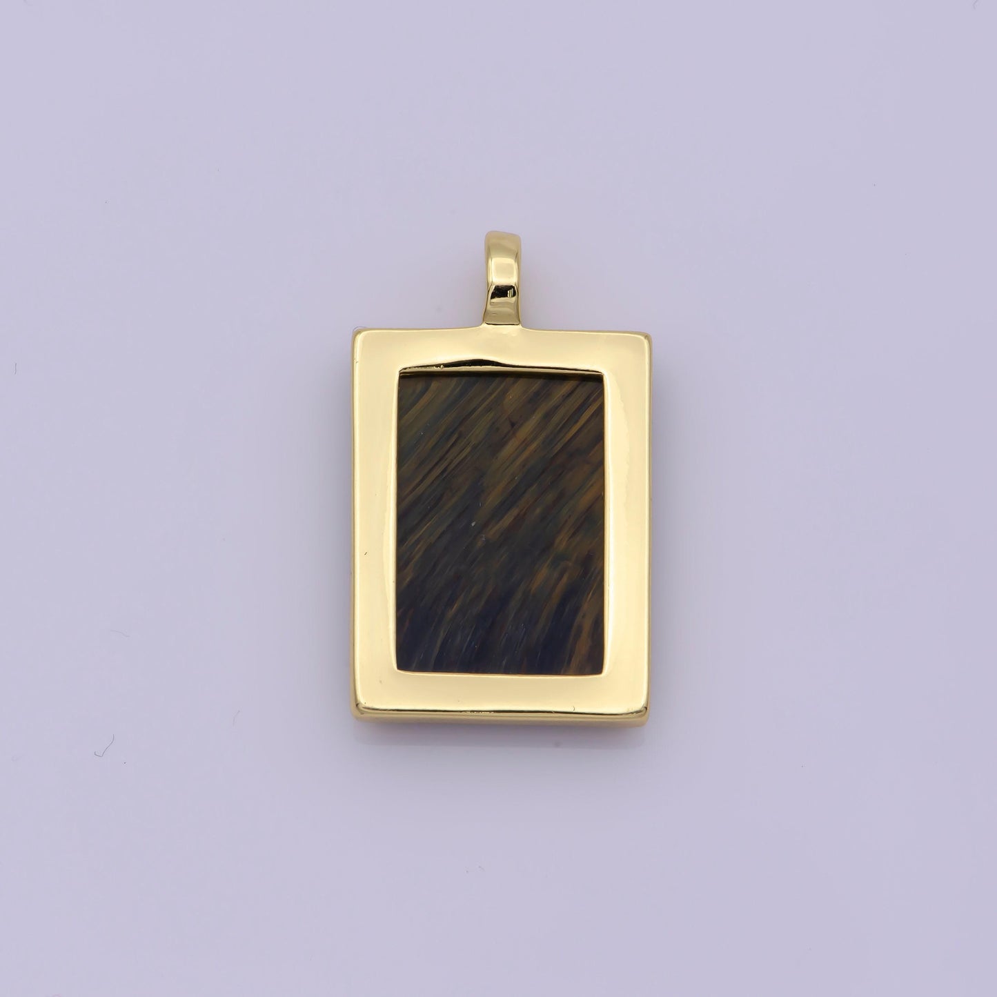 Gold rectangle gemstone medallion pendant tiger eye, carnelian ,green agate for minimalist classic jewelry n-487~n-490