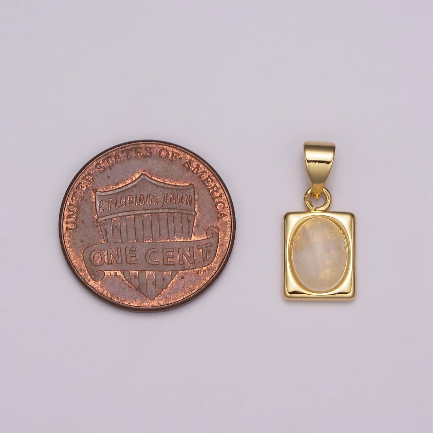 Dainty moonstone pendant 24k gold filled square charm for minimalist jewelry making n-486