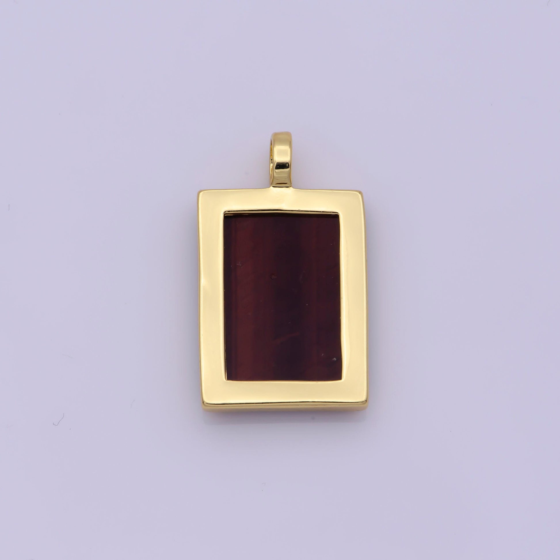 Gold rectangle gemstone medallion pendant tiger eye, carnelian ,green agate for minimalist classic jewelry n-487~n-490
