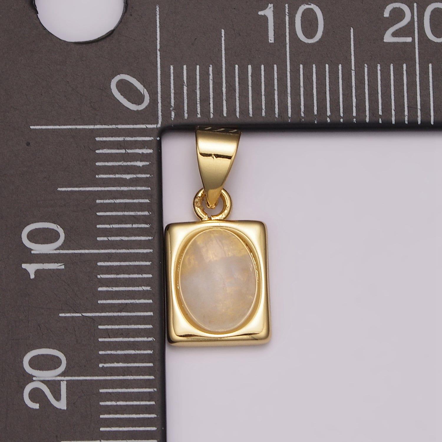 Dainty moonstone pendant 24k gold filled square charm for minimalist jewelry making n-486