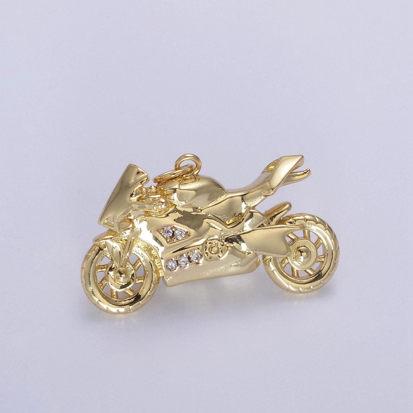 Gold motorcycle charm 3d motorcycle pendant, biker charm, detailed motorcycle pendant n-648