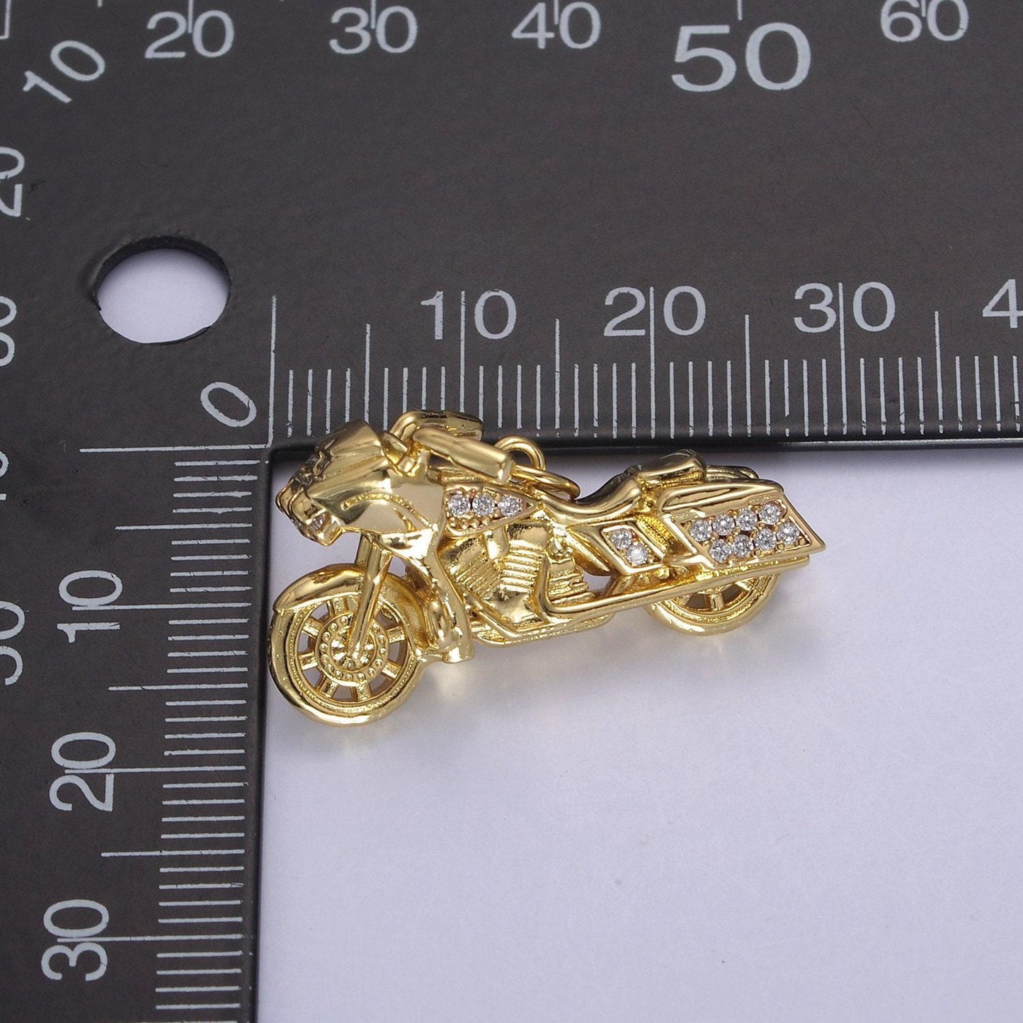 Gold motorcycle charm 3d motorcycle pendant, biker charm, detailed motorcycle pendant n-648