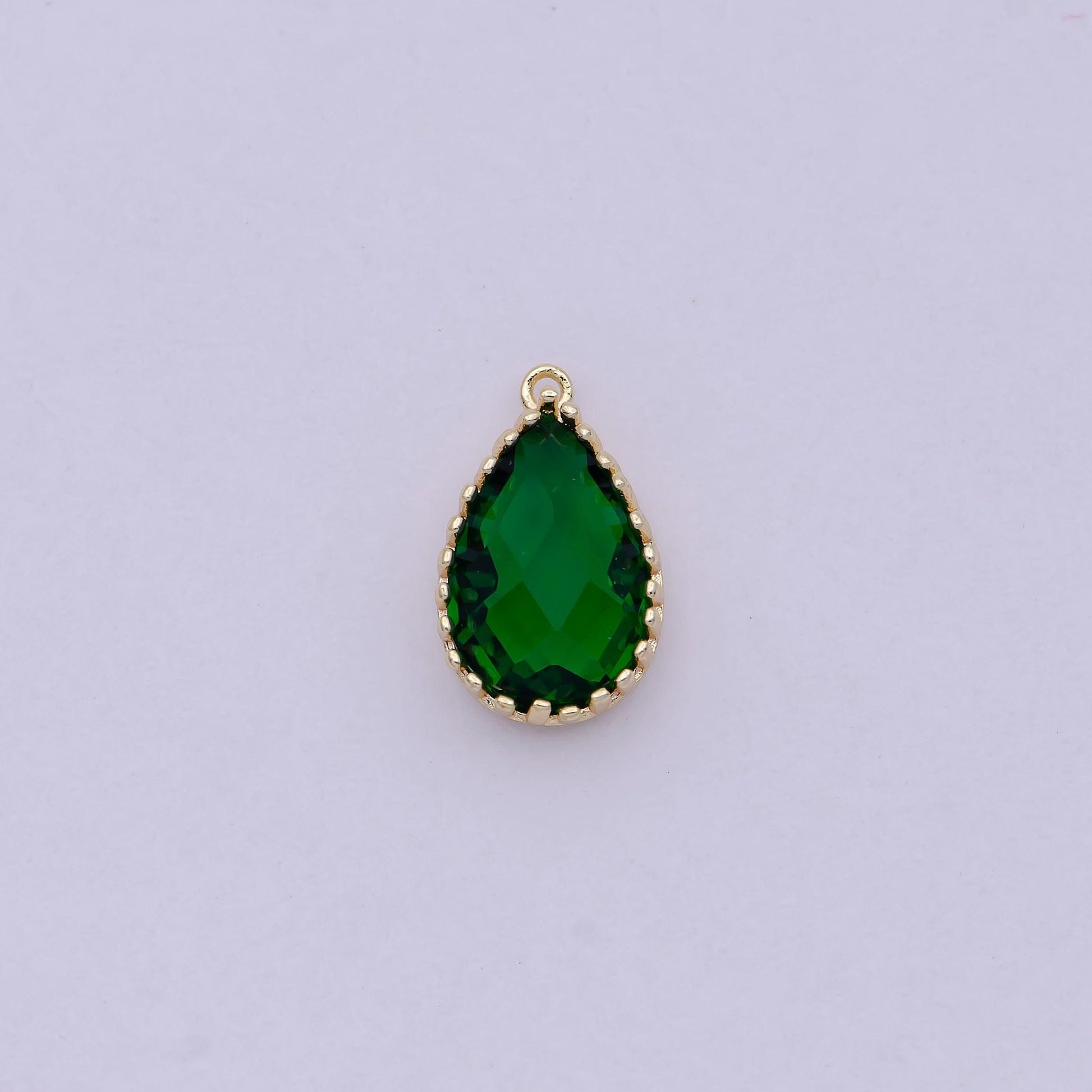 Emerald green charm teardrop amulet tear drop pendant, diy fashion jewelry craft supply necklace bracelet earring | n-457