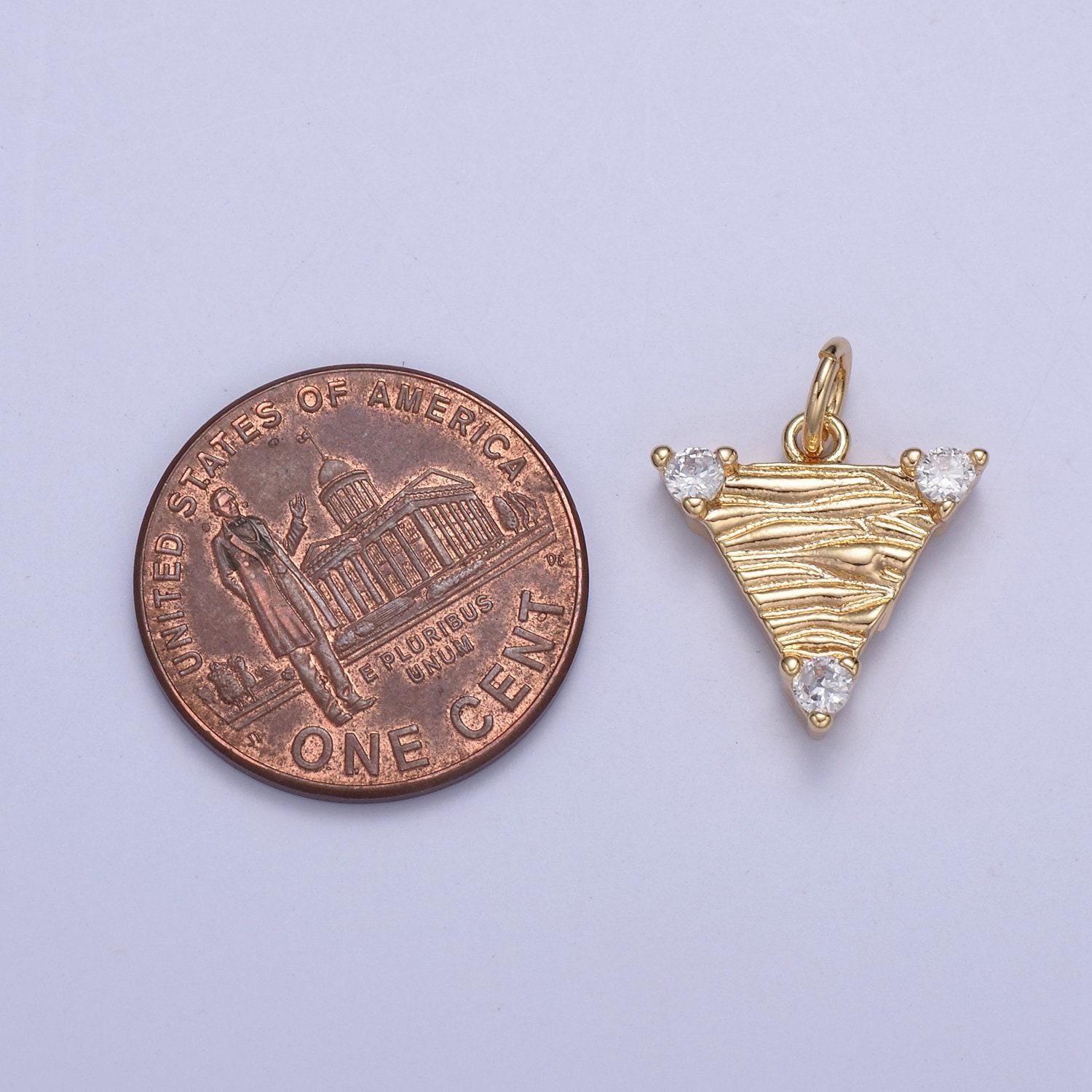 16k gold fill dainty triangle charm cubic zirconia charm in gold fill micro pave cz geometric charm for diy earring bracelet necklace supply
