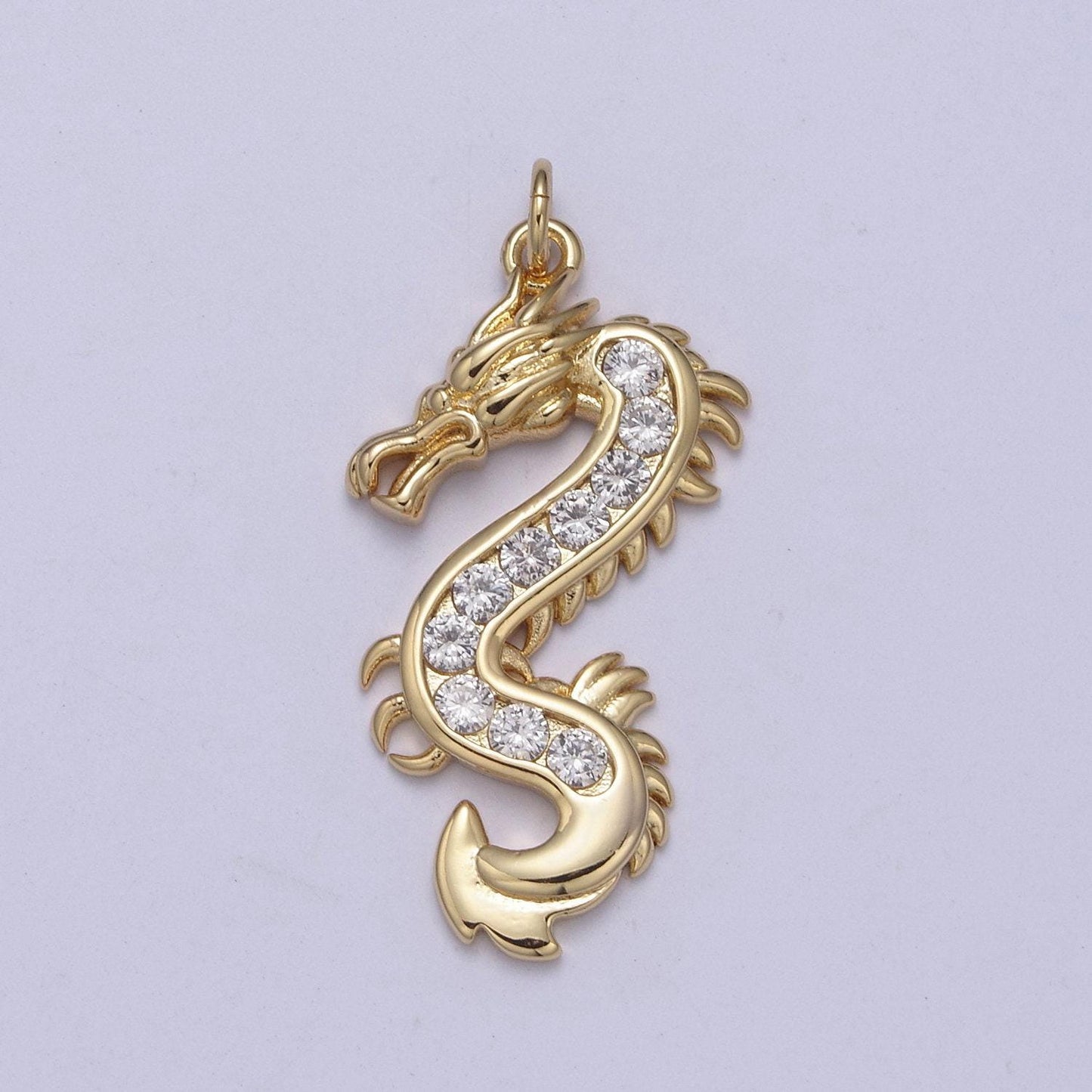 Mystical dragon pendant in 24k gold filled animal charm cubic zirconia necklace pendant n-406 / n-407 / n-408