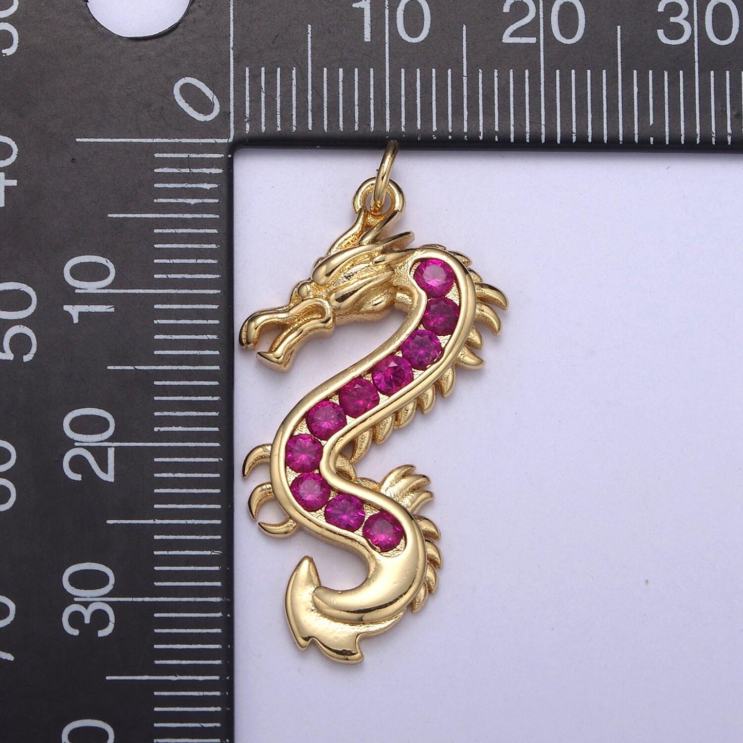 Mystical dragon pendant in 24k gold filled animal charm cubic zirconia necklace pendant n-406 / n-407 / n-408