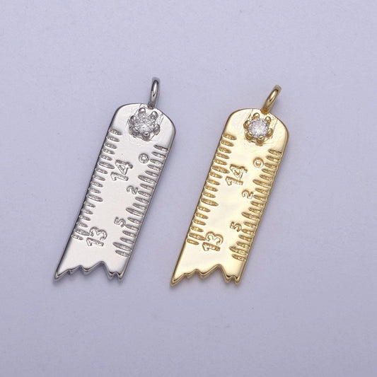 Dainty ruler charm gold / silver ruler pendant for necklace bracelet earring component n-369 / n-370