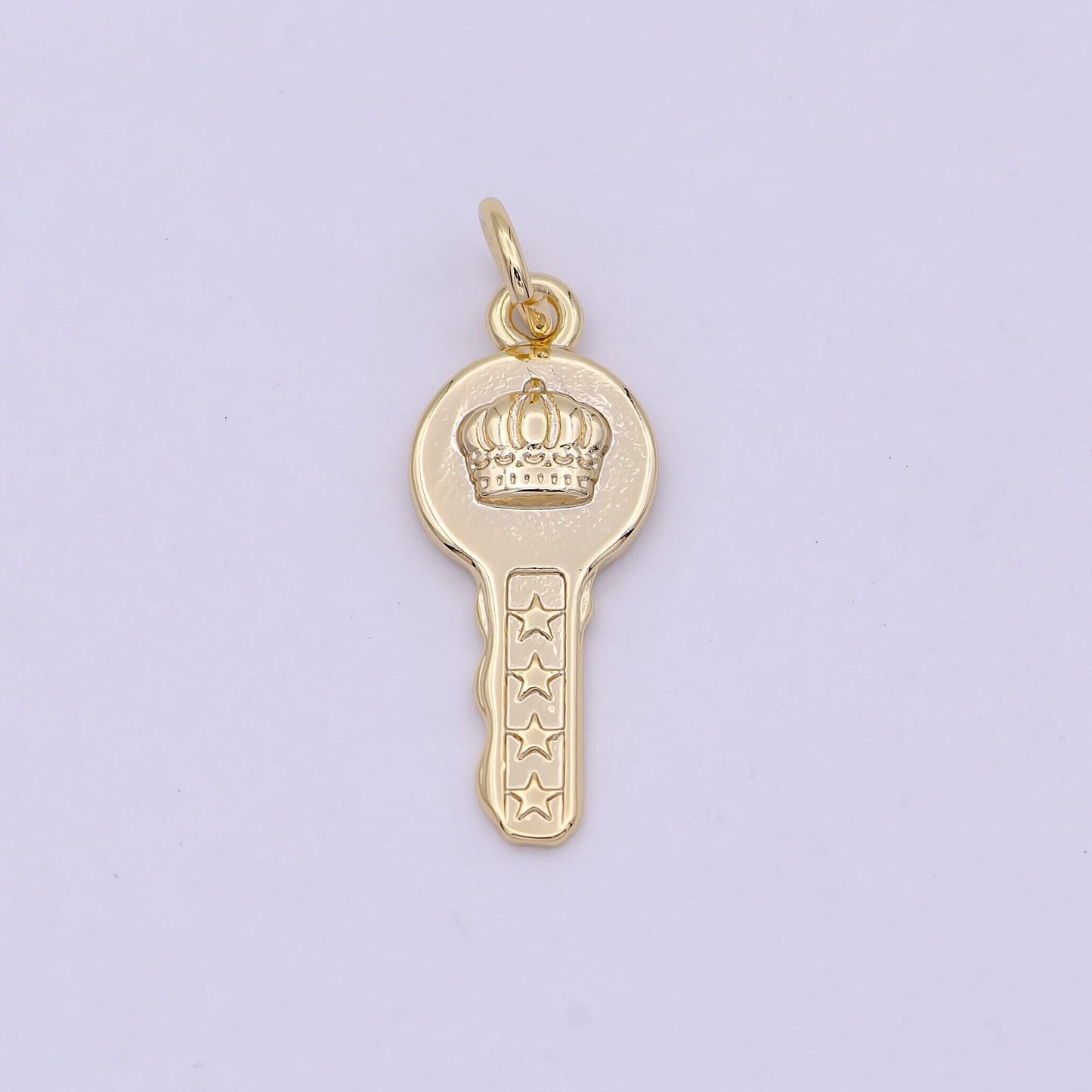 Gold filled key charm w/ dainty crown insignia, key of heaven pendant, for diy fashion jewelry making supply | n-365