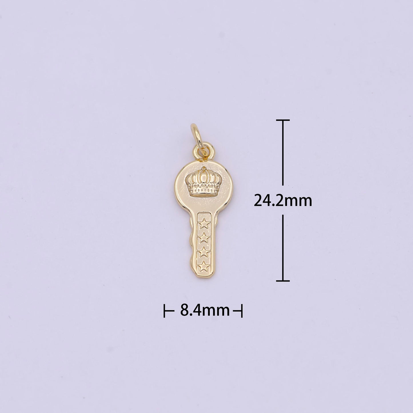 Gold filled key charm w/ dainty crown insignia, key of heaven pendant, for diy fashion jewelry making supply | n-365