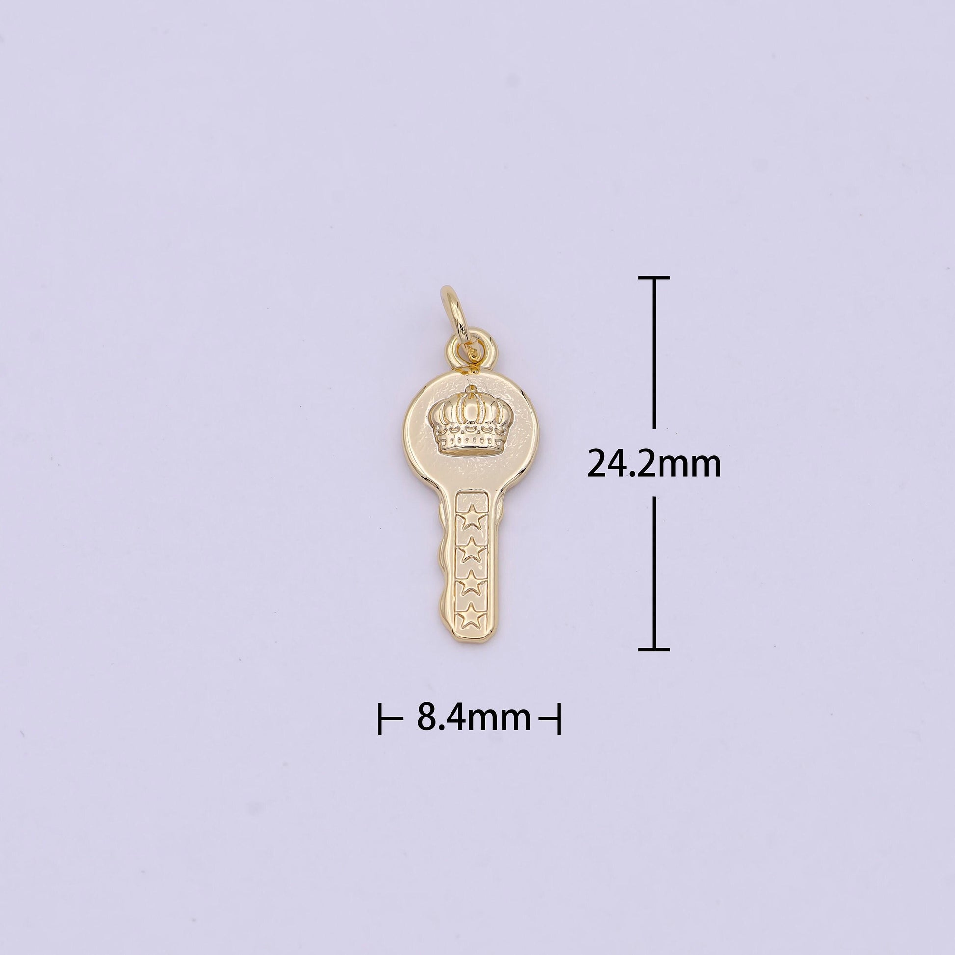 Gold filled key charm w/ dainty crown insignia, key of heaven pendant, for diy fashion jewelry making supply | n-365