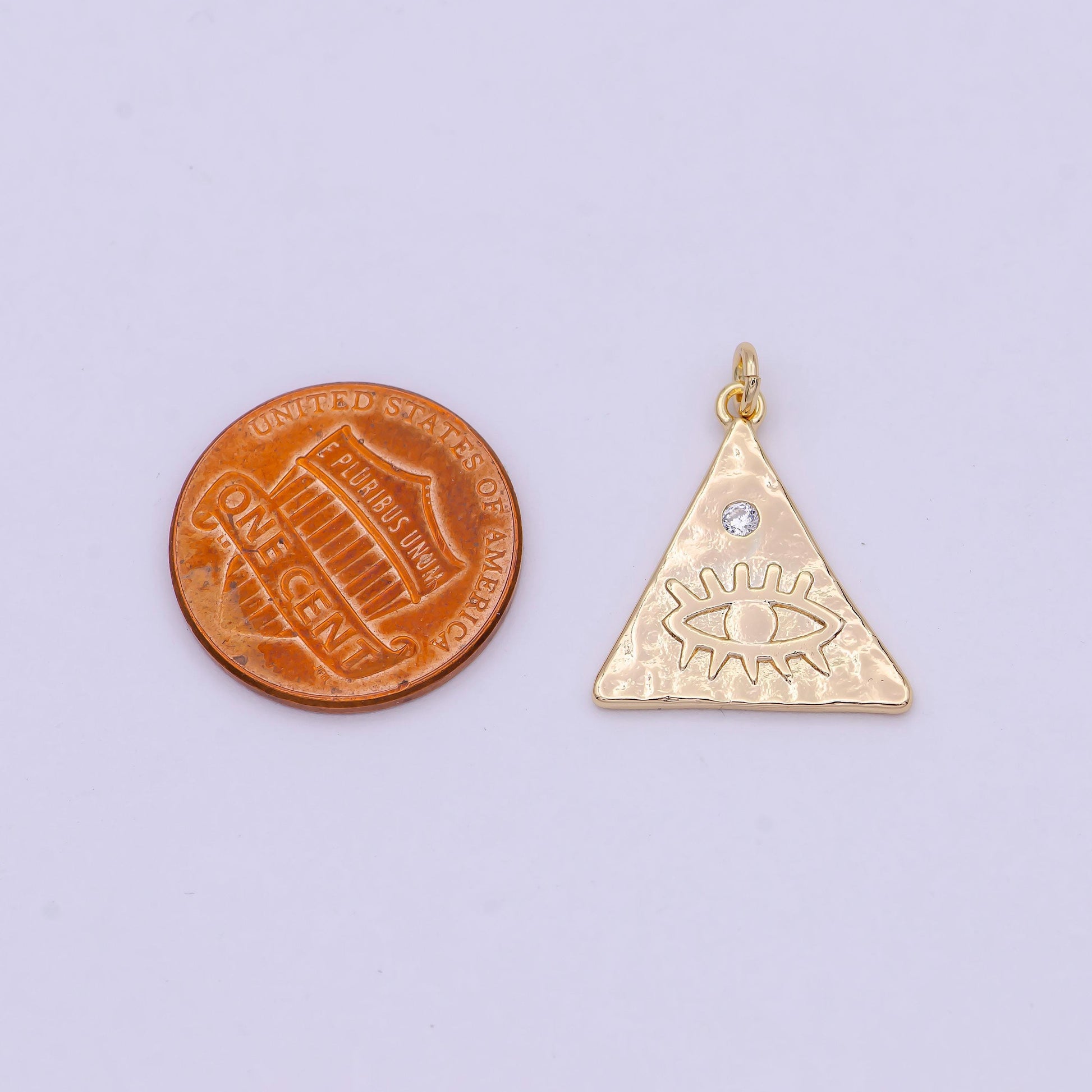 Dainty triangle evil eye charm eye of ra amulet pendant for necklace earring bracelet supply n-364