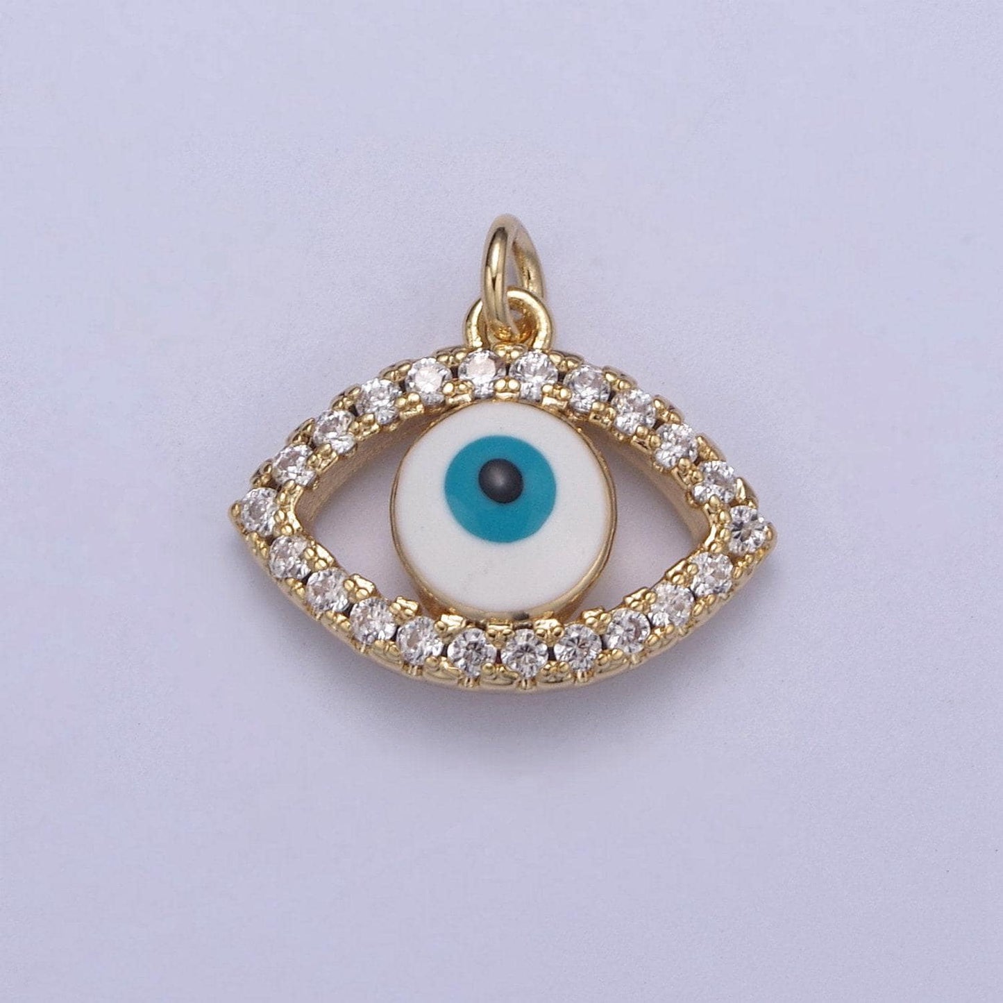 18k gold filled evil eye gold charm cubic zirconia cz eye charm dainty good luck and protection charm n-358