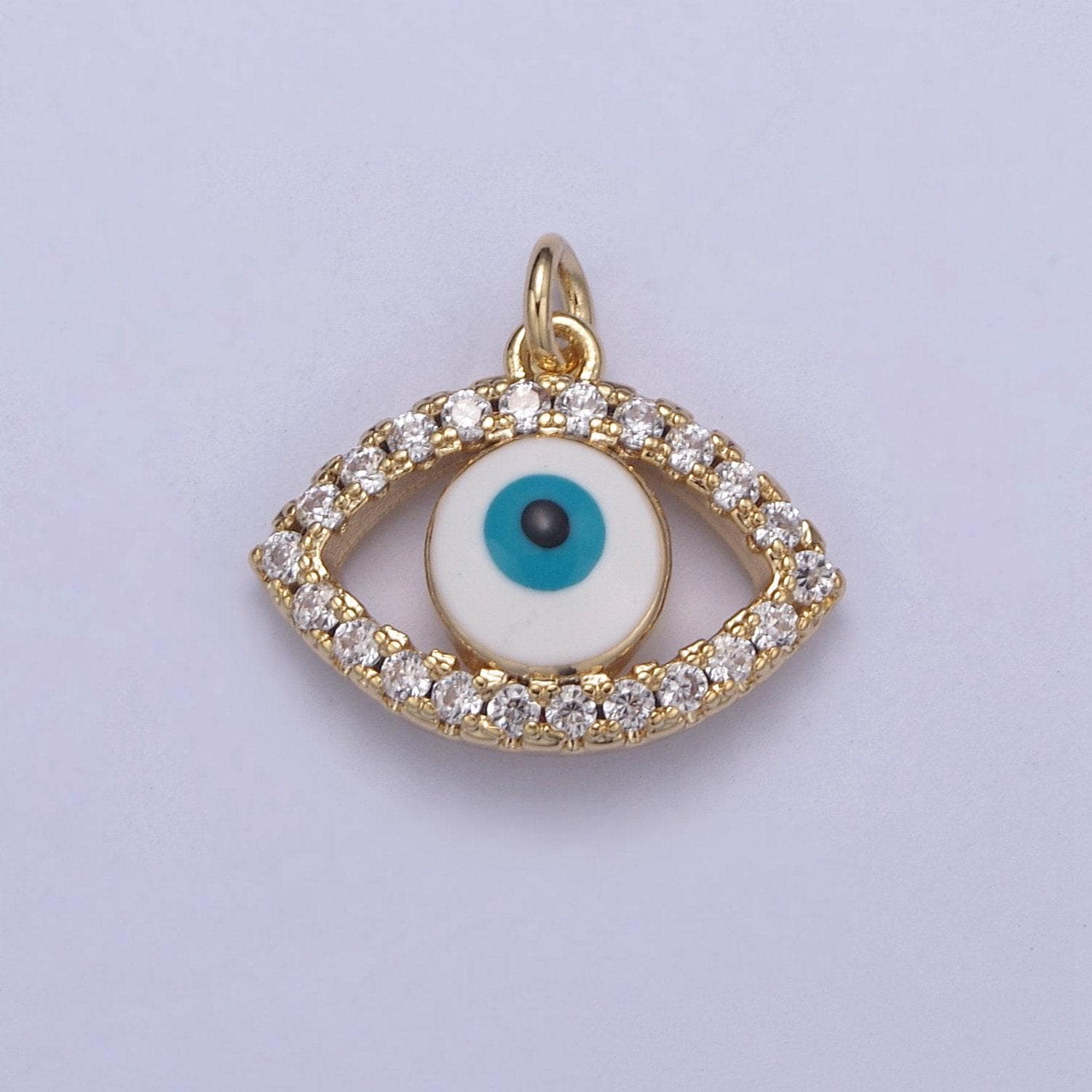 18k gold filled evil eye gold charm cubic zirconia cz eye charm dainty good luck and protection charm n-358