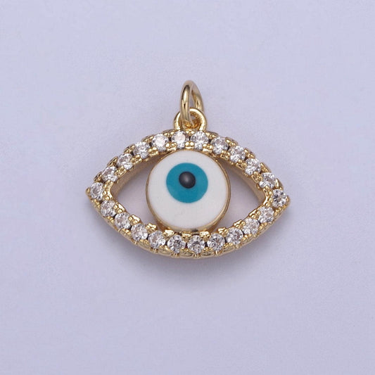 18k gold filled evil eye gold charm cubic zirconia cz eye charm dainty good luck and protection charm n-358