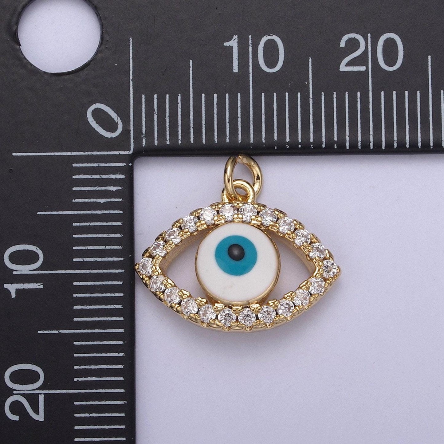 18k gold filled evil eye gold charm cubic zirconia cz eye charm dainty good luck and protection charm n-358