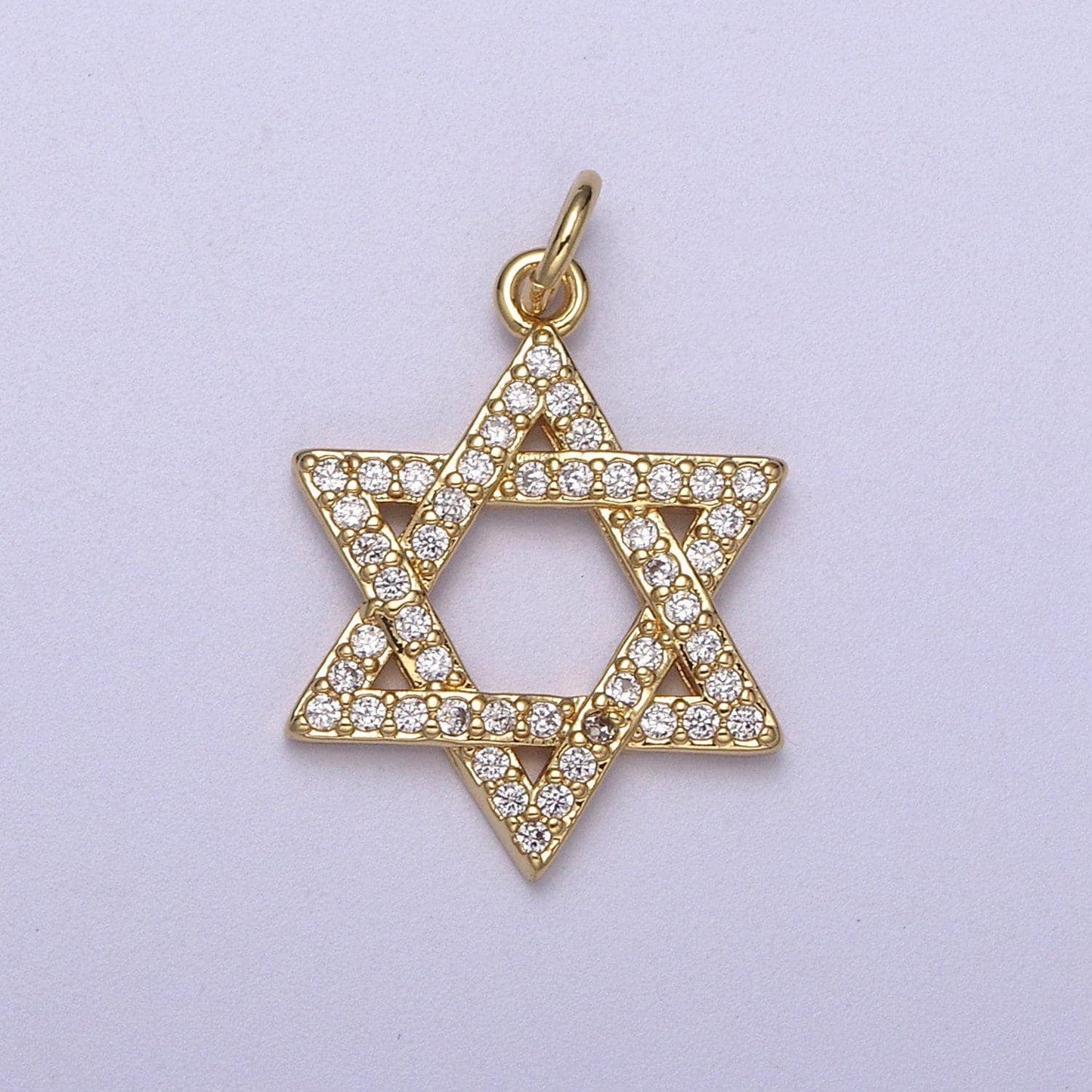 Wholesale cubic gold star of david charms, cz star jewish religious pendant n-336
