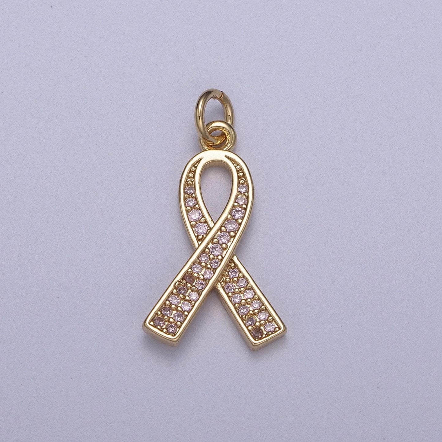Pink gold filled ribbon charms, breast cancer awareness, october ribbon pendant for bracelet earring necklace n-312, n-313