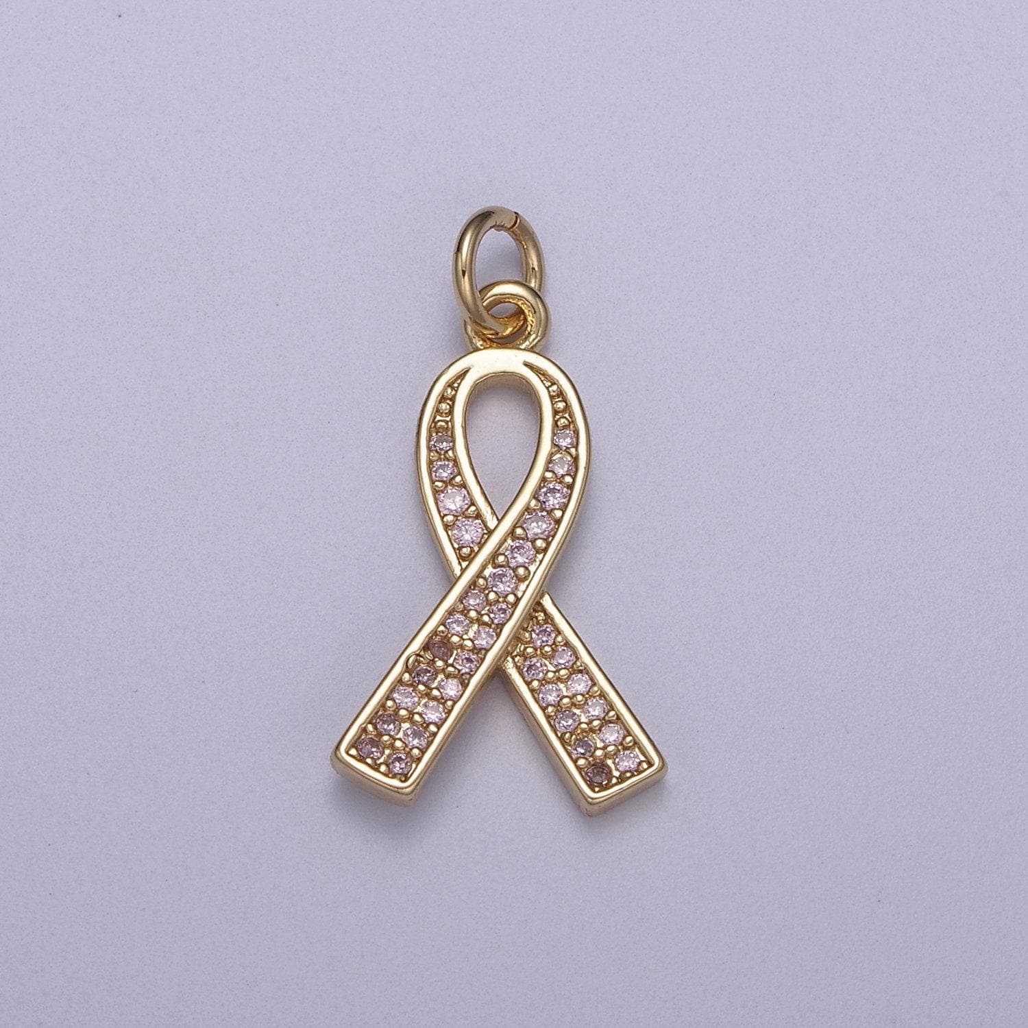 Pink gold filled ribbon charms, breast cancer awareness, october ribbon pendant for bracelet earring necklace n-312, n-313