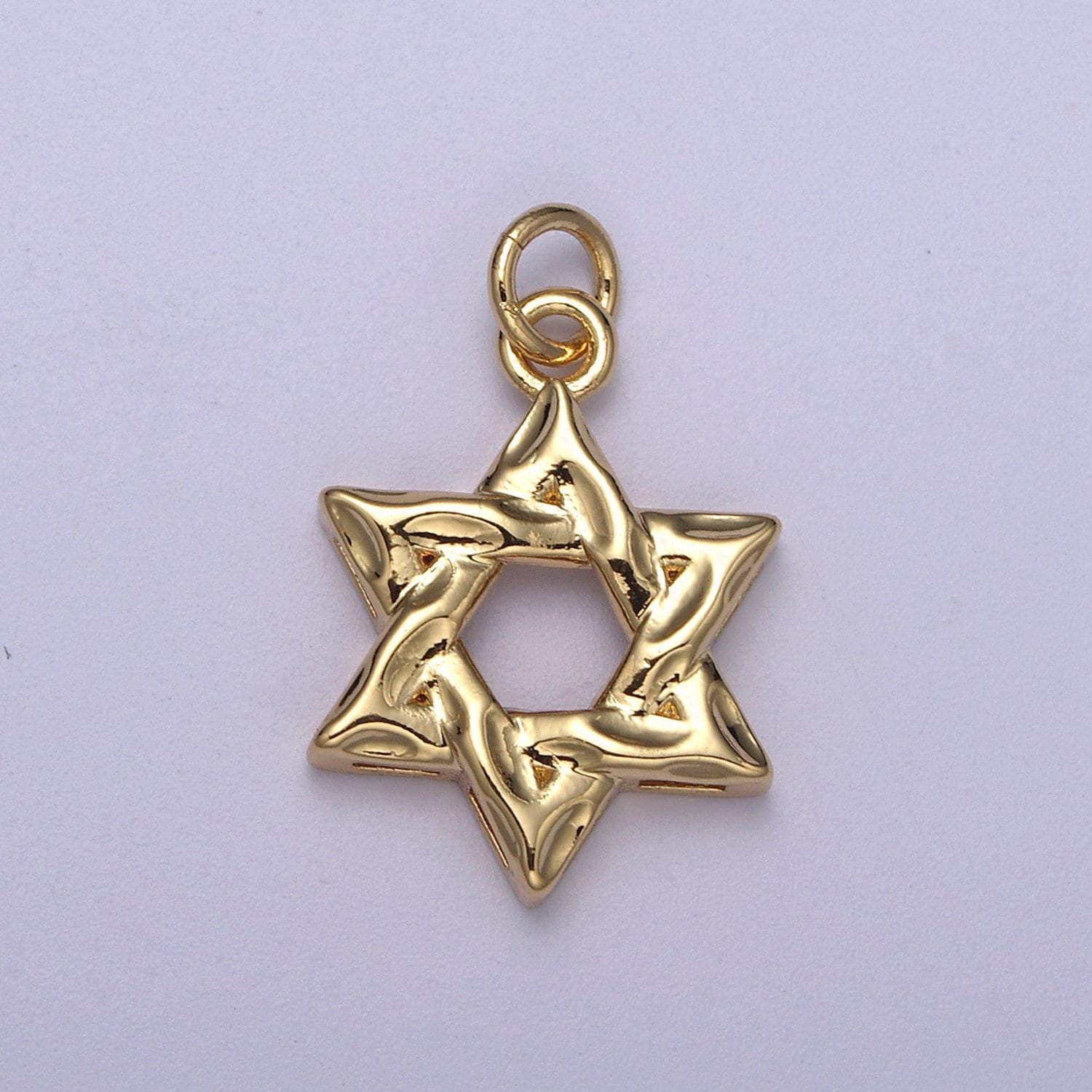 Dainty star of david charm jewish charm, rustic star religious jewelry n-310