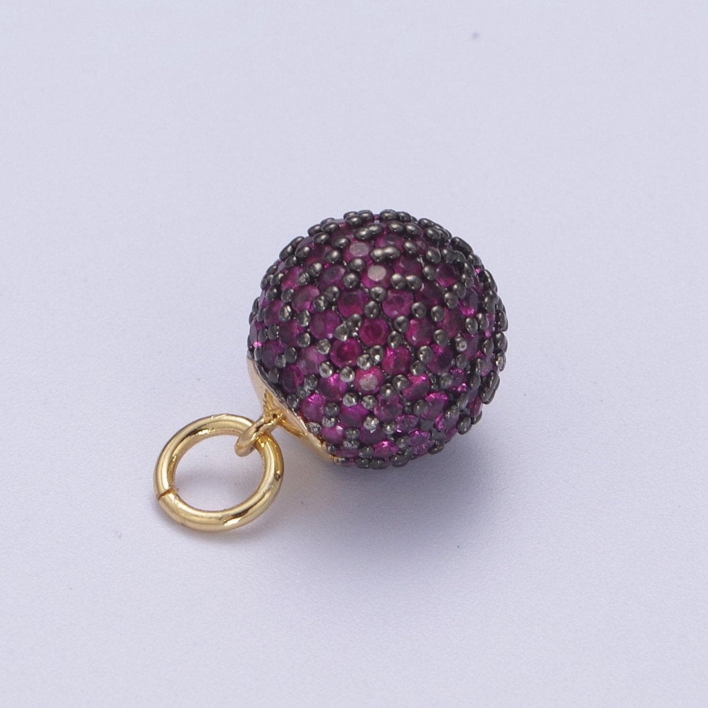 Gold disco ball charm cubic zirconia green black blue pink teal clear silver ball dangle charm pendant n314-n320