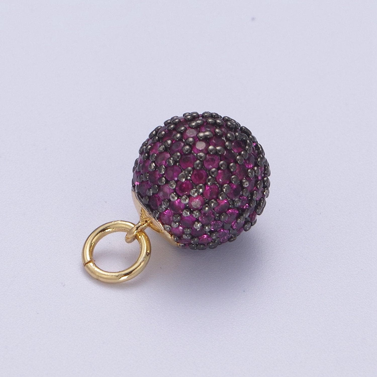 Gold disco ball charm cubic zirconia green black blue pink teal clear silver ball dangle charm pendant n314-n320
