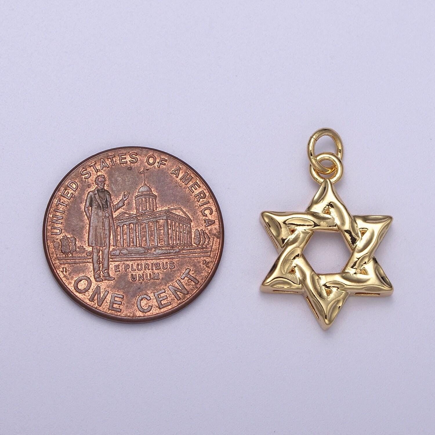 Dainty star of david charm jewish charm, rustic star religious jewelry n-310