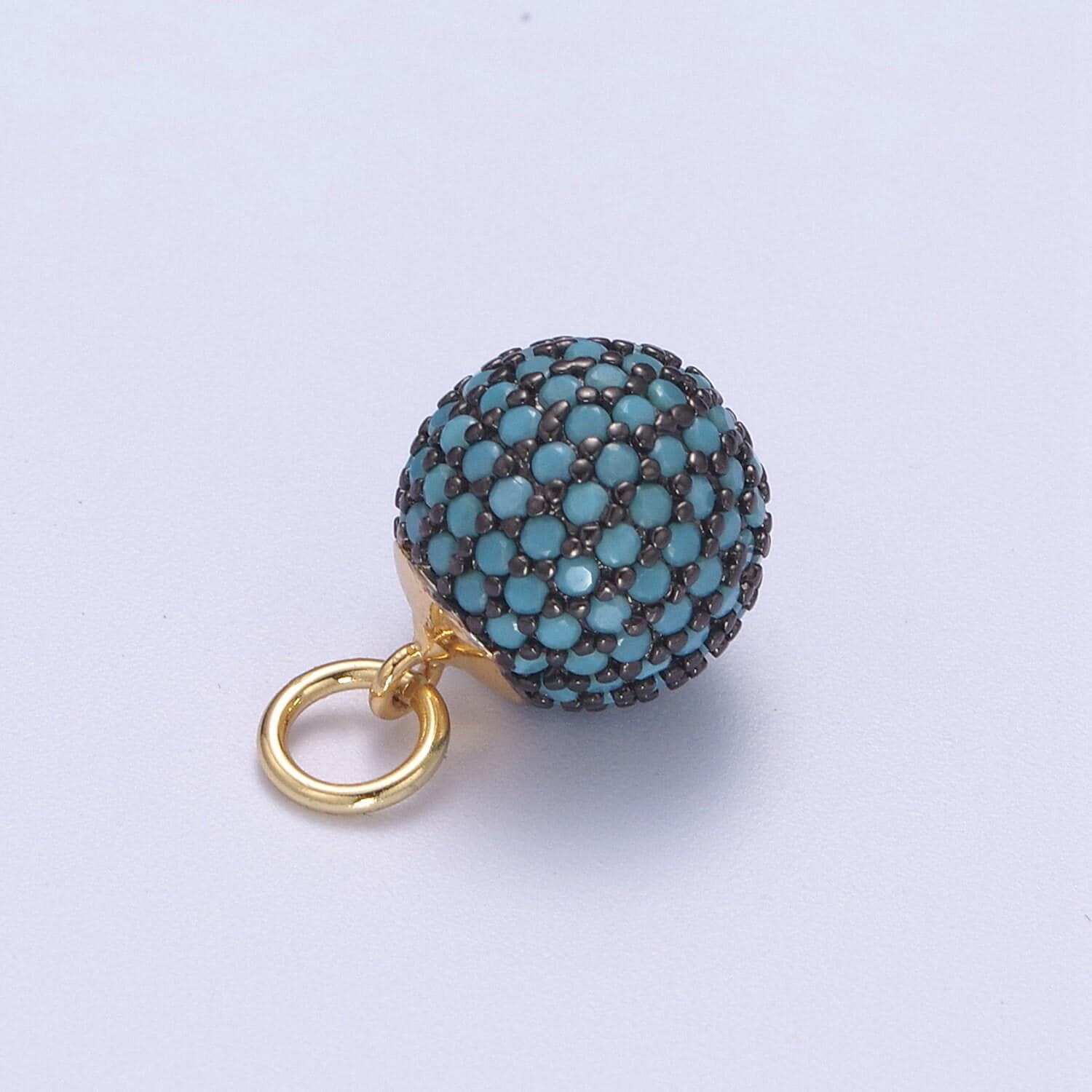 Gold disco ball charm cubic zirconia green black blue pink teal clear silver ball dangle charm pendant n314-n320