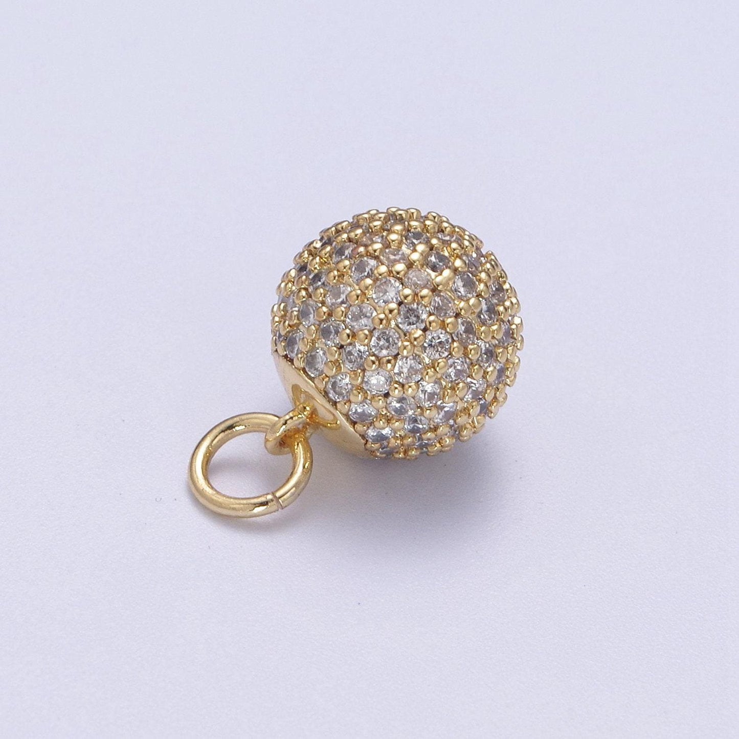 Gold disco ball charm cubic zirconia green black blue pink teal clear silver ball dangle charm pendant n314-n320