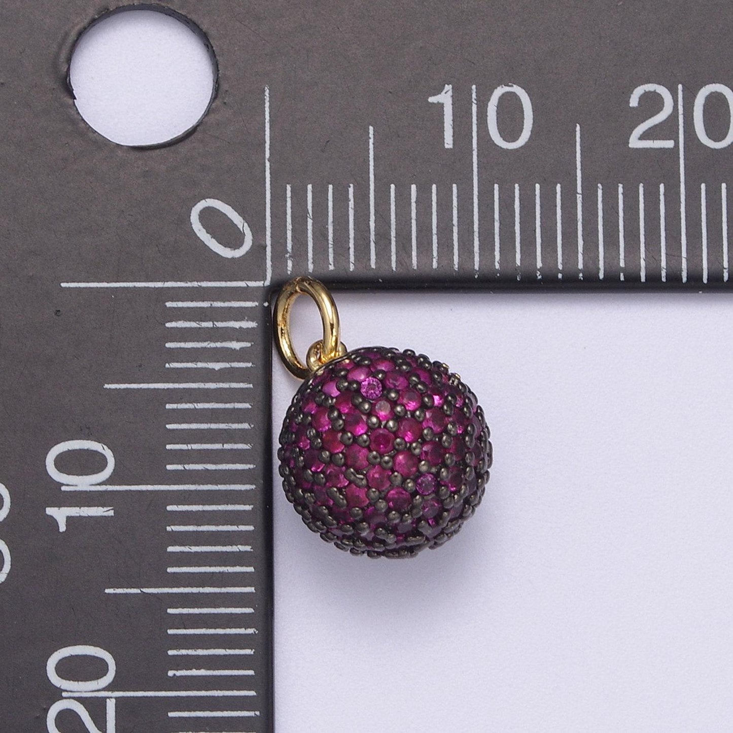 Gold disco ball charm cubic zirconia green black blue pink teal clear silver ball dangle charm pendant n314-n320