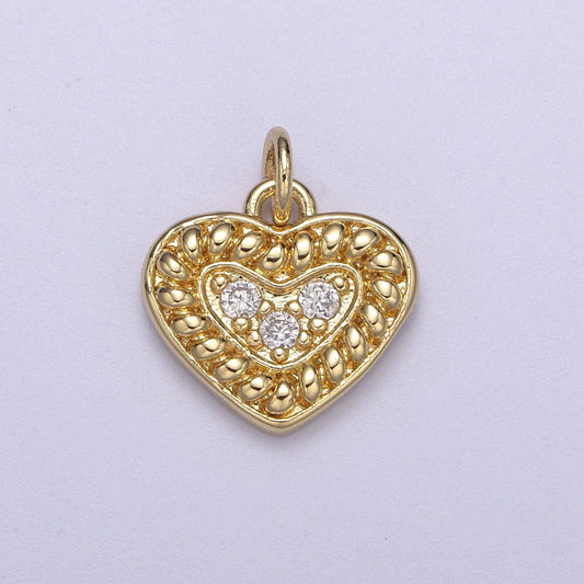 Mini heart charm cz small heart charm add on charm n-307