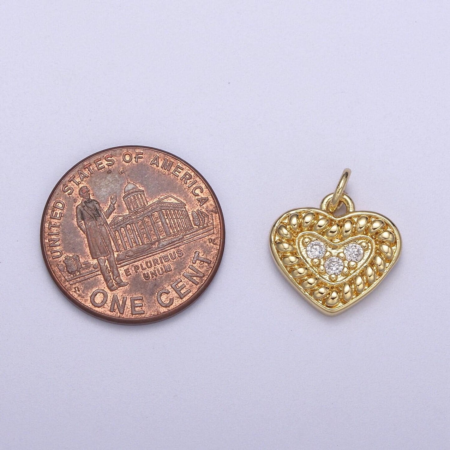 Mini heart charm cz small heart charm add on charm n-307