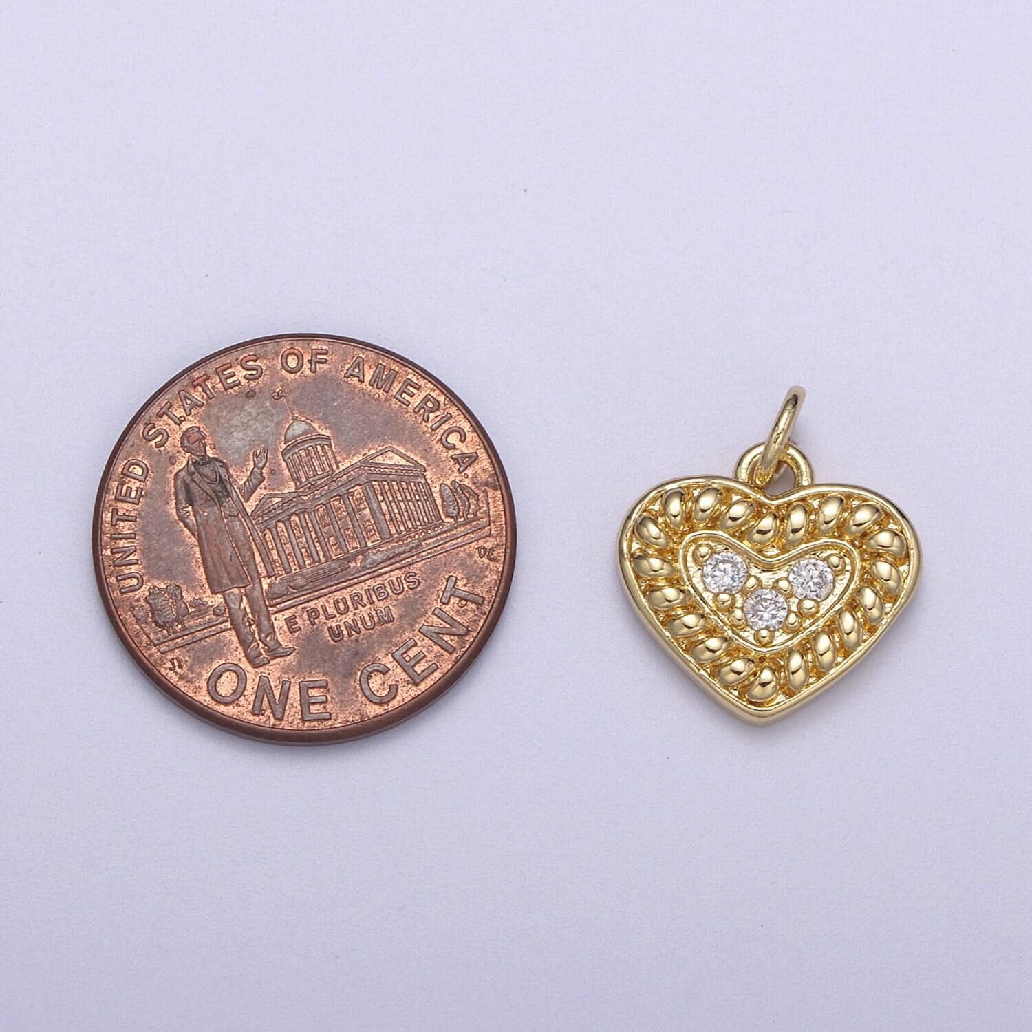Mini heart charm cz small heart charm add on charm n-307