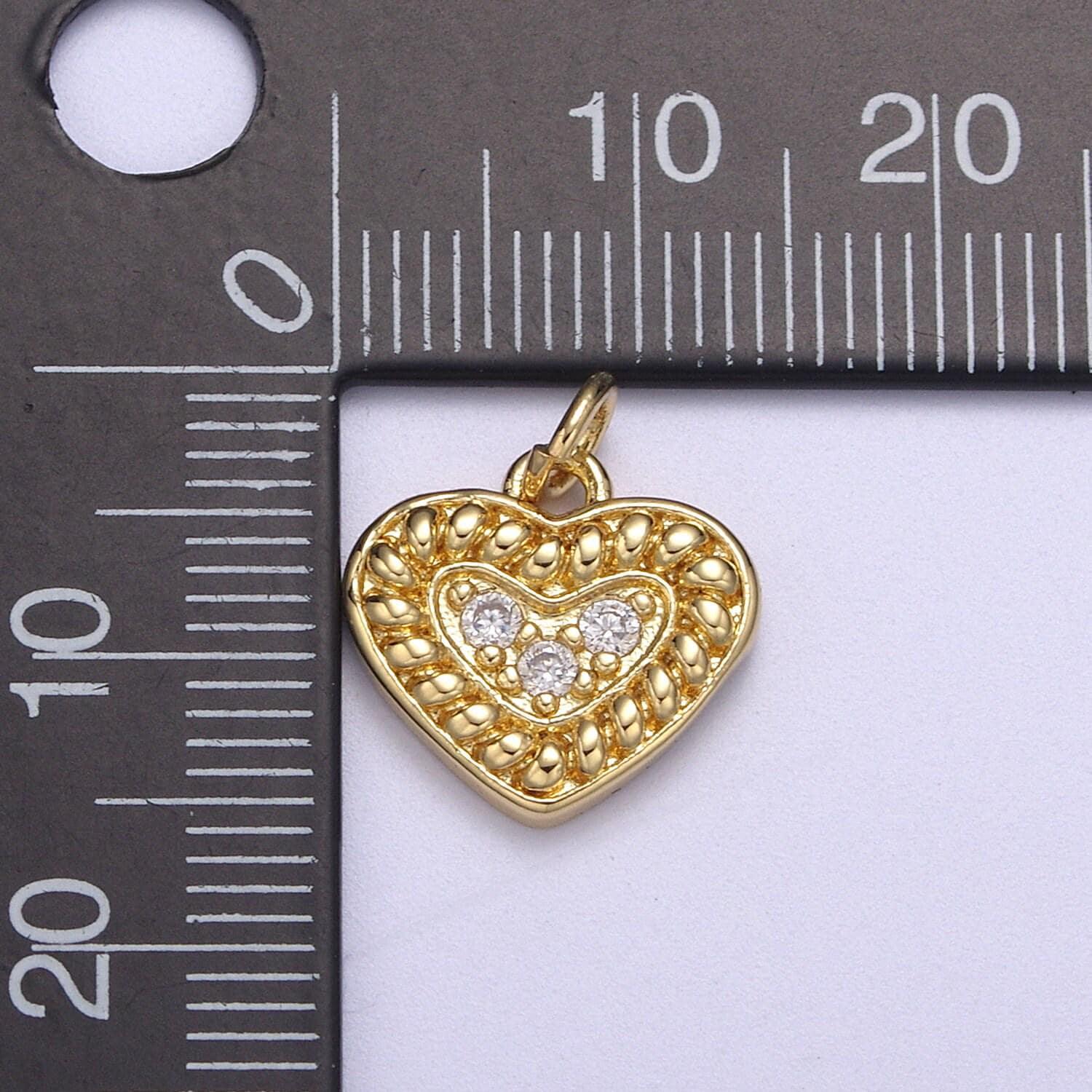 Mini heart charm cz small heart charm add on charm n-307