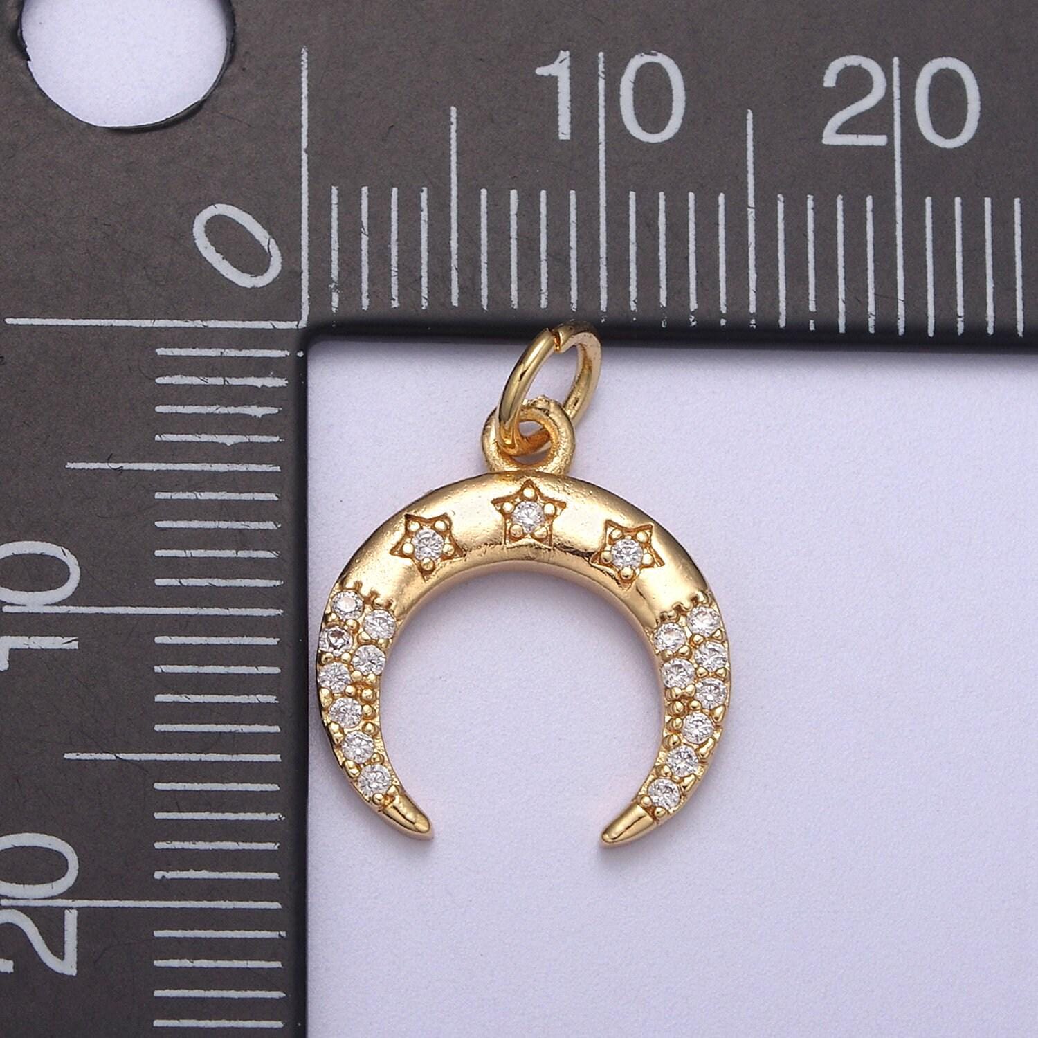 Dainty gold crescent moon charm upside down tusk moon jewelry add on charm for necklace bracelet earring n-287