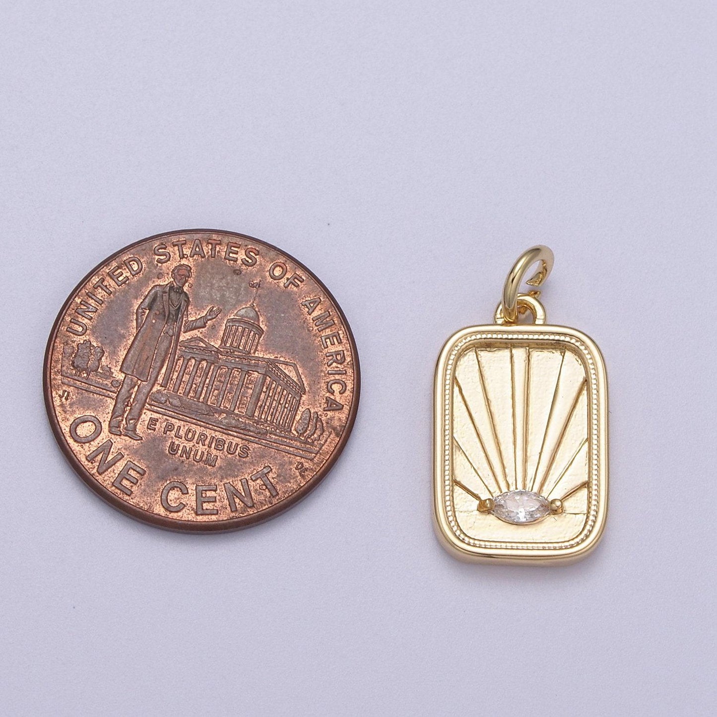 Cz micro pave evil eye on rectangle shape pendant, 16k gold filled sunburst charm, necklace bracelet earring supply n-274