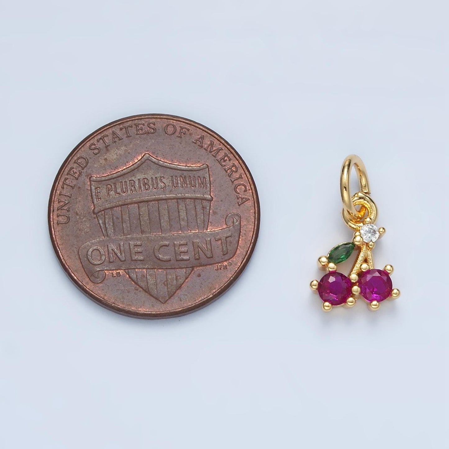 Mini fuchsia cherry charm tiny cz fruit charm 24k gold filled pendant jewelry for bracelet necklace earring n251