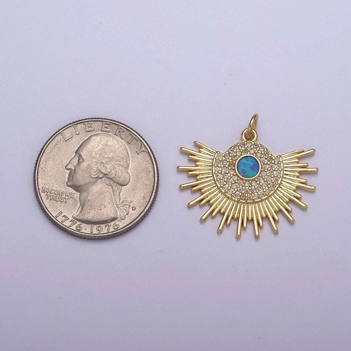 Opal gold sun charm, sunbeam charm sunshine, sunburst, sun pendant, bohemian jewelry inspired n-252 / n-253