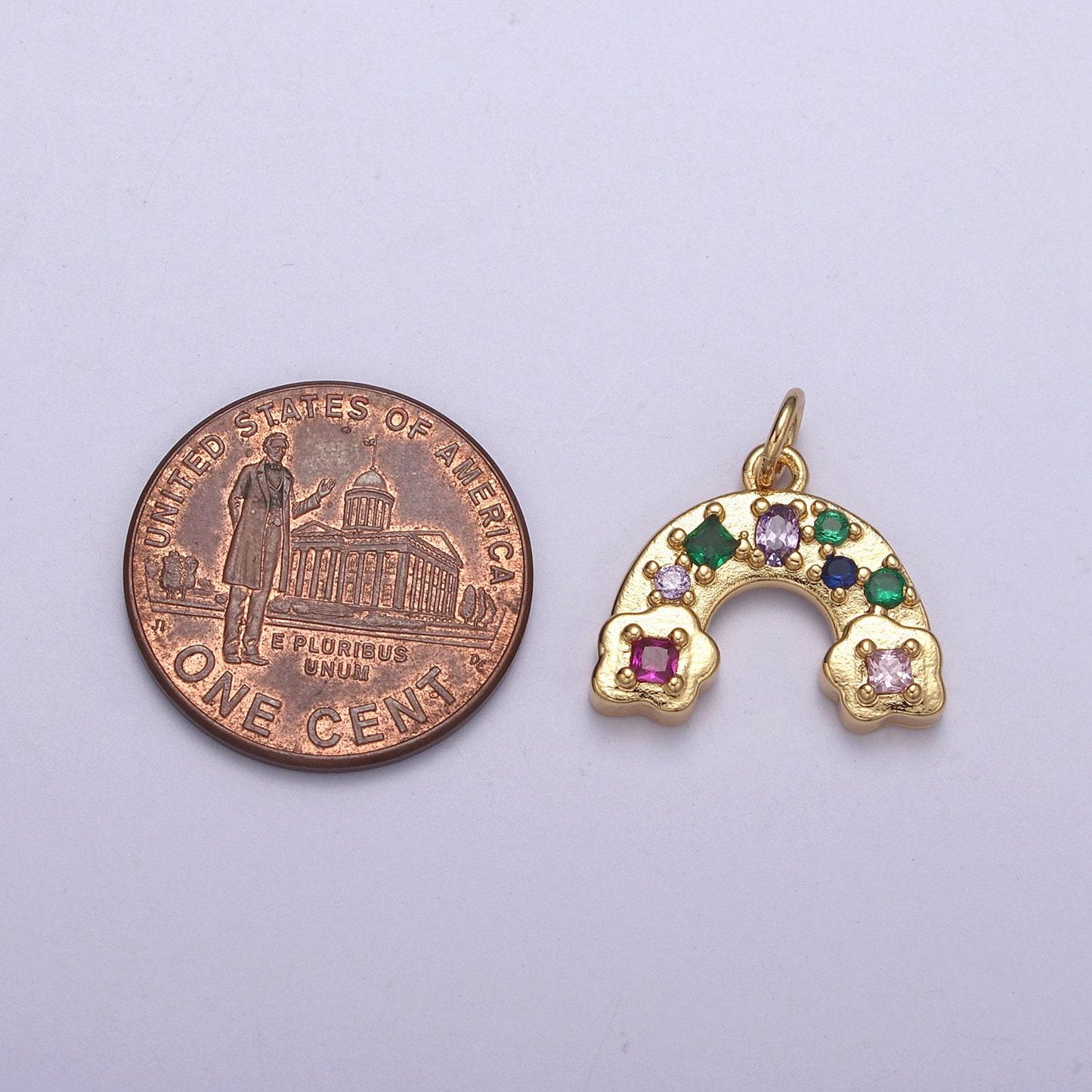 Mini gold rainbow charm colorful cz stone rainbow pendant n-249
